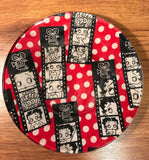 Handmade 8 inch Round Decorative Fabric Backed Betty Boop Glass Plate 