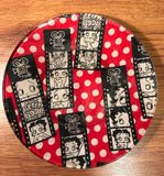 Handmade 8 inch Round Decorative Fabric Backed Betty Boop Glass Plate