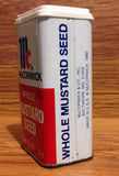 Vintage McCormick Whole Mustard Seed Tin - 1980