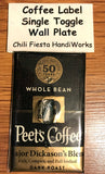 Handmade Peet's Coffee Major Dickason's Blend Single Toggle Light Switch Cover