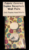 Handmade Fabric Owls, Butterflies and Flowers on Yellow Duplex Receptacle Electric Outlet Cover