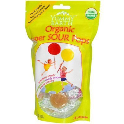 Organic Lollipops Super Sour - 3 oz,(Yummy Earth)