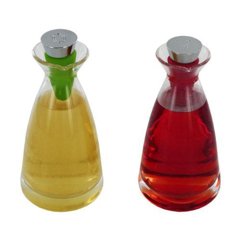 Essentials Hand Blown Glass Oil & Vinegar Set, Stainless Steel / Silicone Stoppers