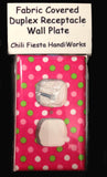 Handmade Fabric Green, Pink & White Dots on Pink Duplex Receptacle Cover