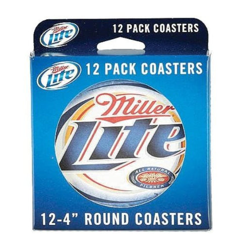 Miller Lite 4 inch Round Pulp Board Coasters - Pack of 12 Coasters 