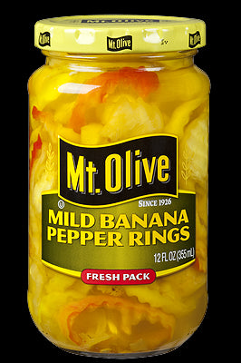 Mt. Olive Mild Banana Pepper Rings - 12 oz Glass Jar 